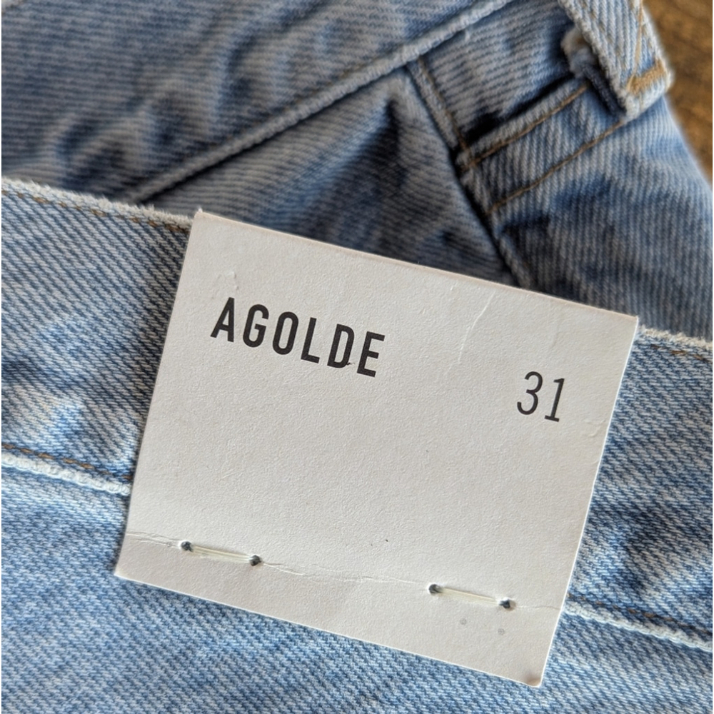 AGOLDE Women's Sz 31 Cherie High Rise Straight Leg Merit Raw Hem Jeans - Light - Picture 11 of 16